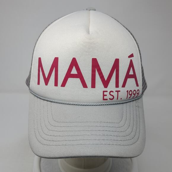 Mama Est. 1999 Snapback Rope Trucker Hat Gray One Size Mesh Back Dalix - Picture 2 of 10